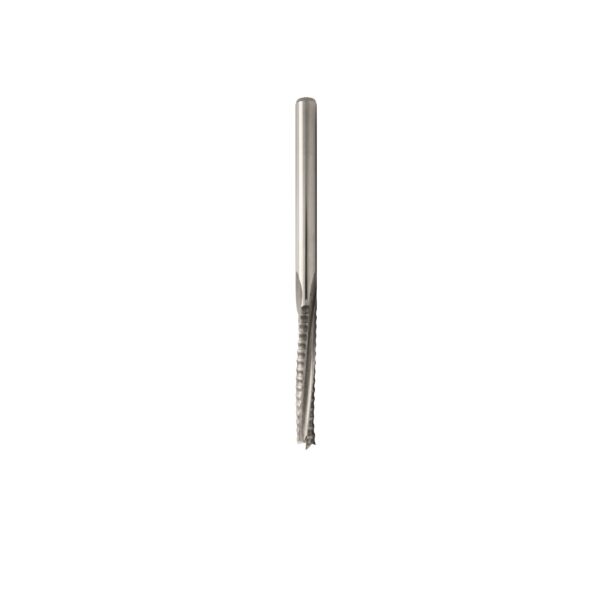 Solid carbide upcut spiral cutter with chipbreaker for roughing