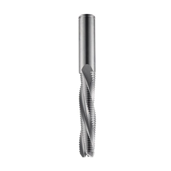 Solid carbide upcut spiral cutter with chipbreaker - 60° V-point- for locksets Z=3+R
