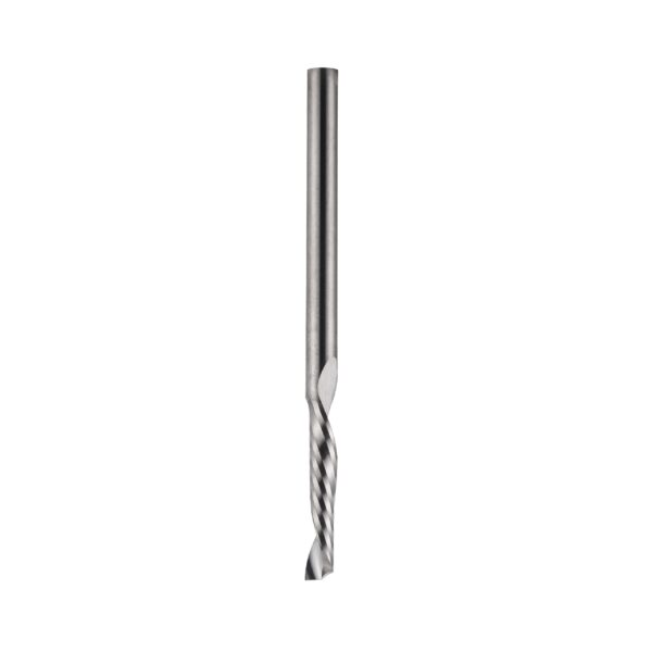 Solid carbide upcut spiral cutter for plastic with polished flutes