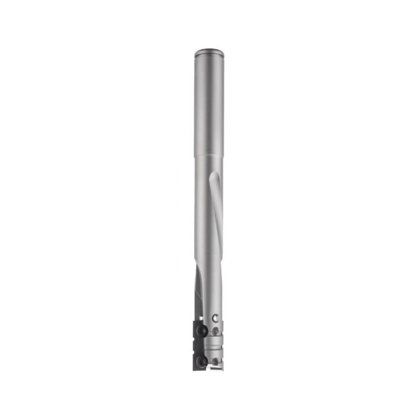 Spiral cutter with triamet body and interchangeable knives for locksets